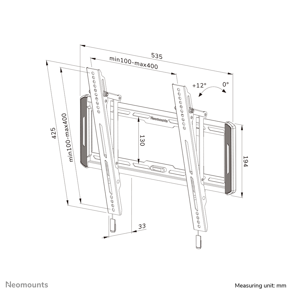 Neomounts WL35-550BL14 Soporte de pared para TV 32-75" - inclinable - fácil montaje